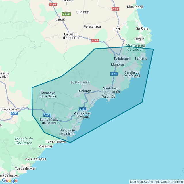 Map of Costa Brava