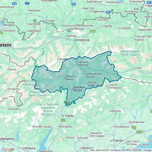 Map of South Tyrol