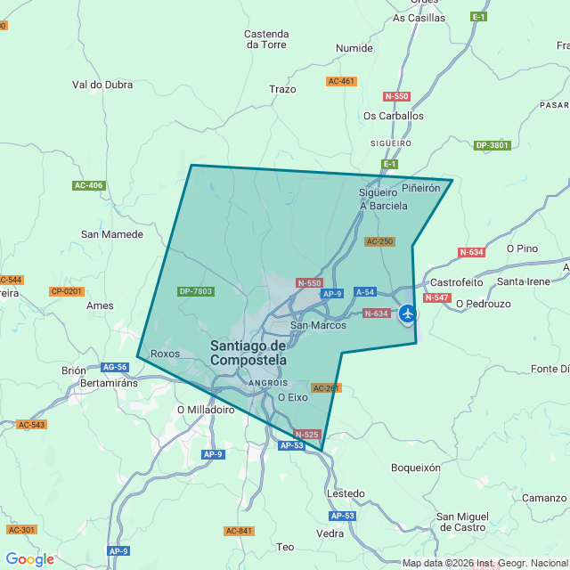 Map of Santiago De Compostela