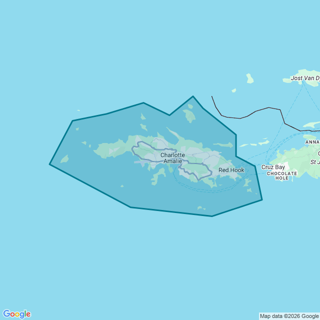 Map of St Thomas, Usvi