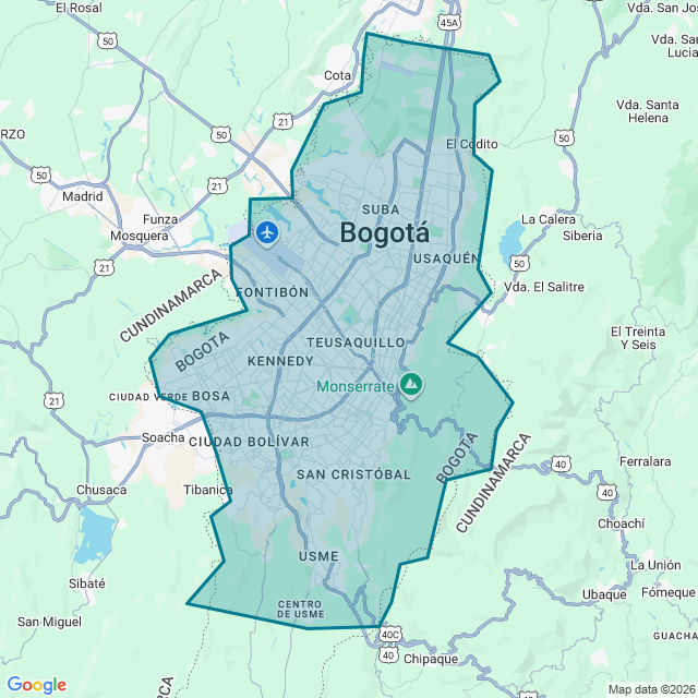 Map of Bogota