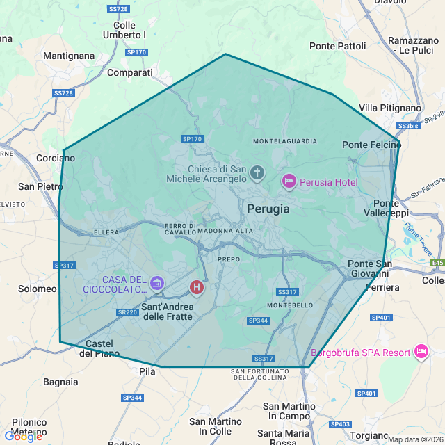 Map of Perugia