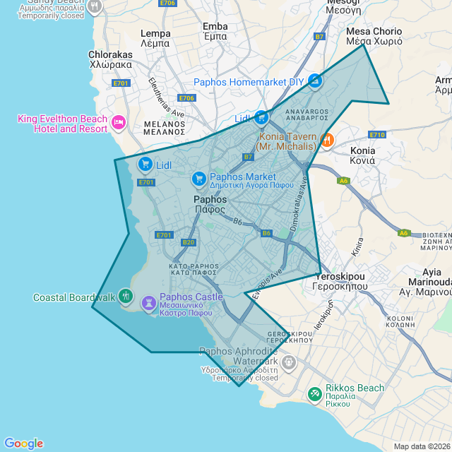 Map of Paphos