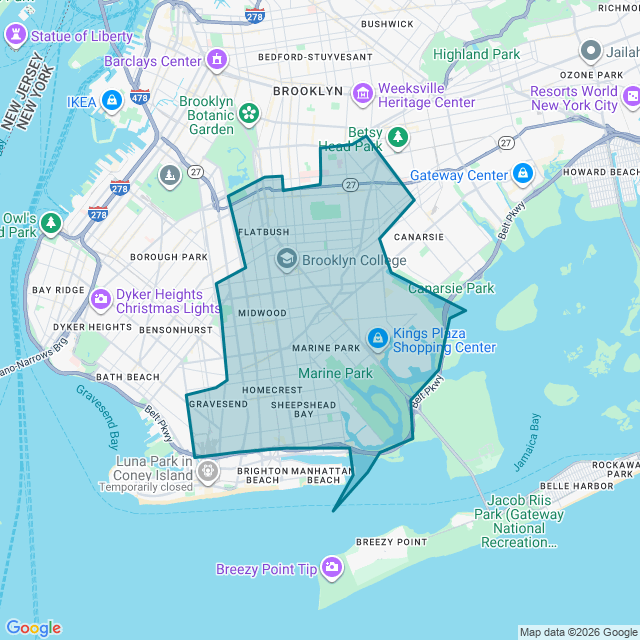 Map of Southern Brooklyn