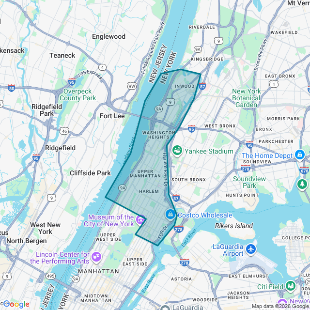 Map of Upper Manhattan