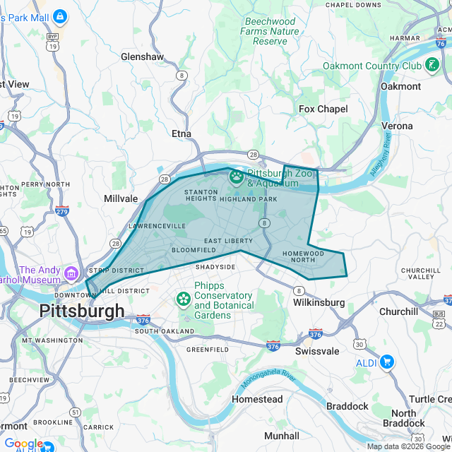 Map of Strip District-Lawrenceville