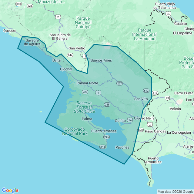 Map of Puntarenas Province