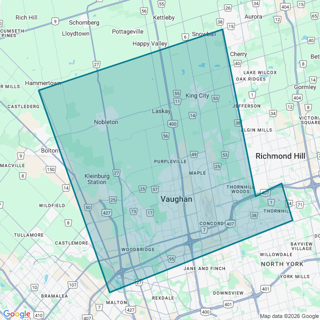 Map of Vaughan