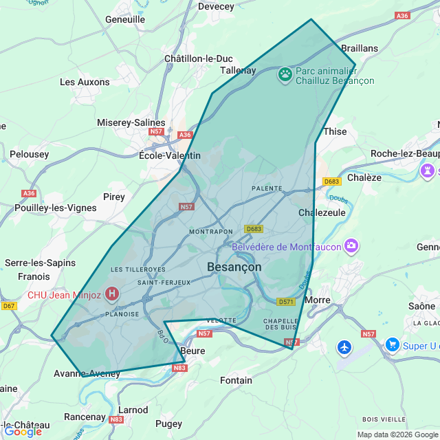 Map of Besancon