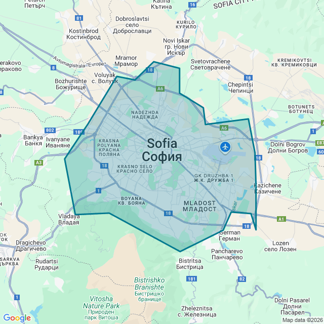 Map of Sofia