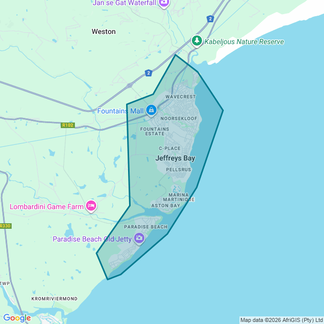 Map of Jeffreys Bay