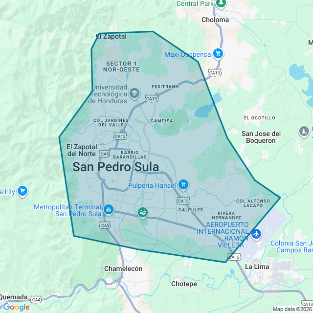Map of San Pedro Sula