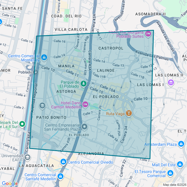Map of El Poblado