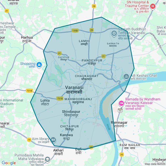 Map of Varanasi