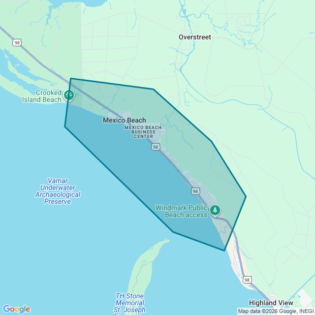 Map of Mexico Beach