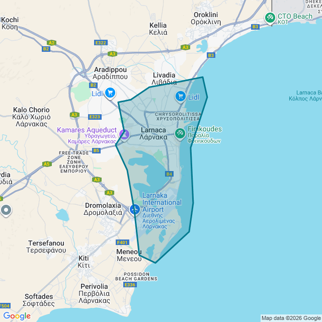 Map of Larnaca