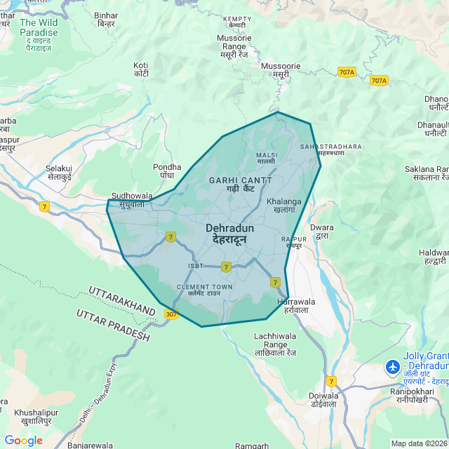 Map of Dehradun