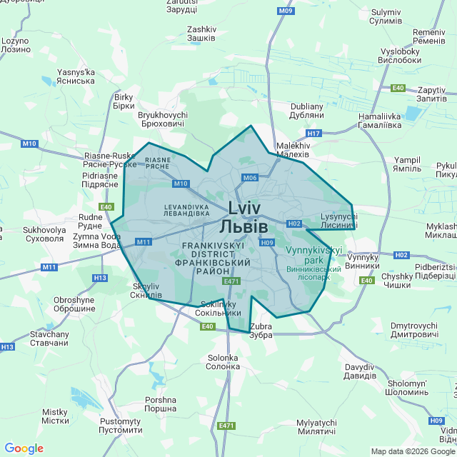 Map of Lviv
