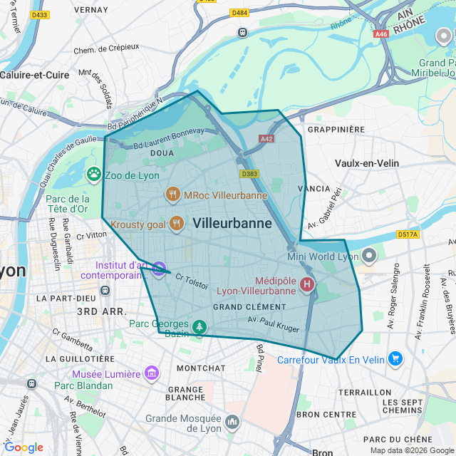 Map of Villeurbanne