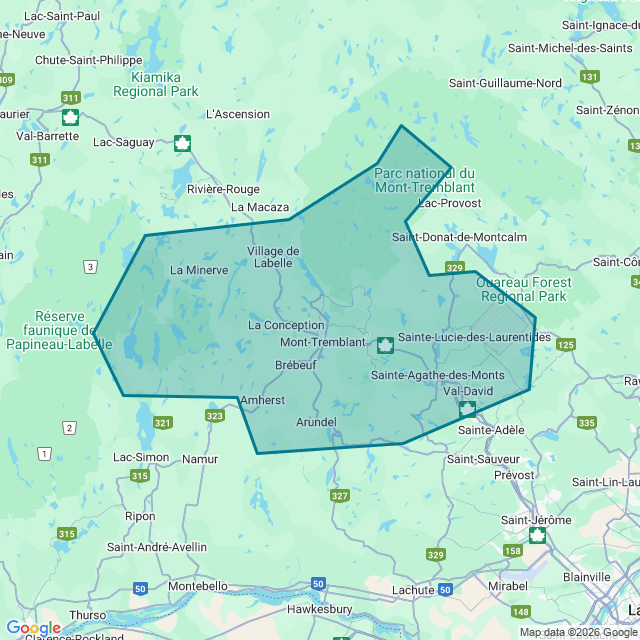 Map of Les Laurentides