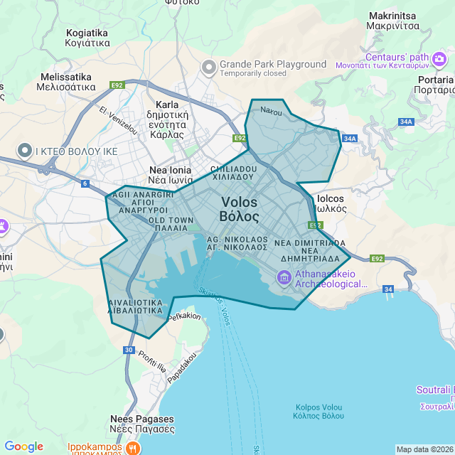 Map of Volos