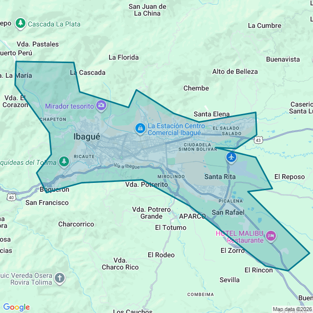 Map of Ibague