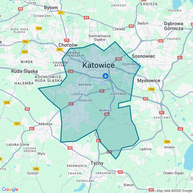 Map of Katowice