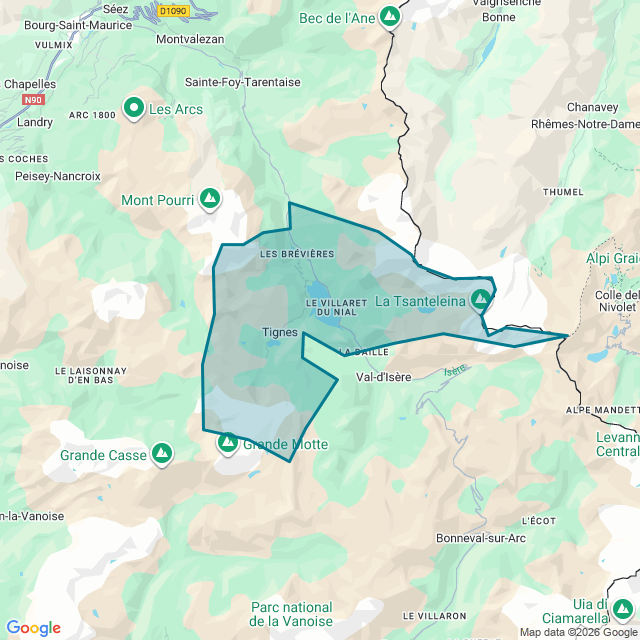 Map of Tignes