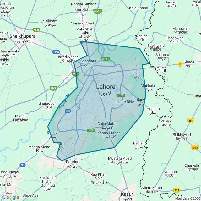 Map of Lahore