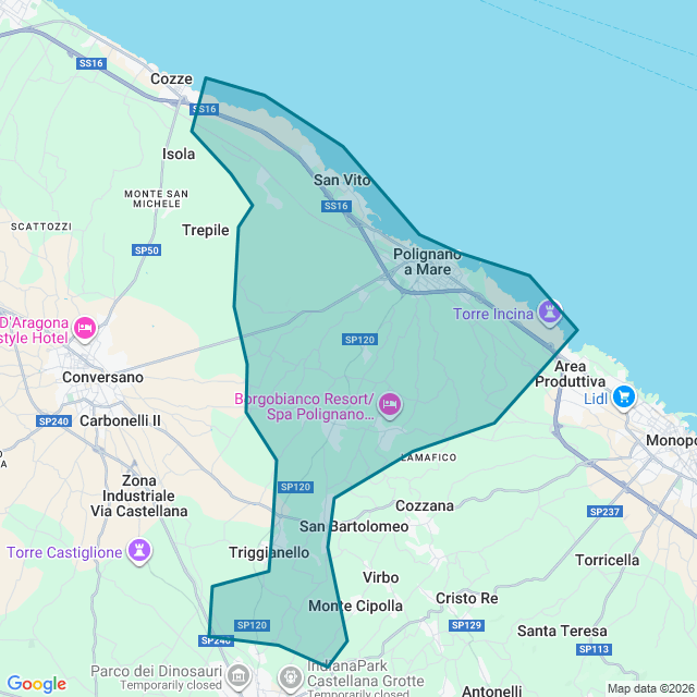 Map of Polignano A Mare