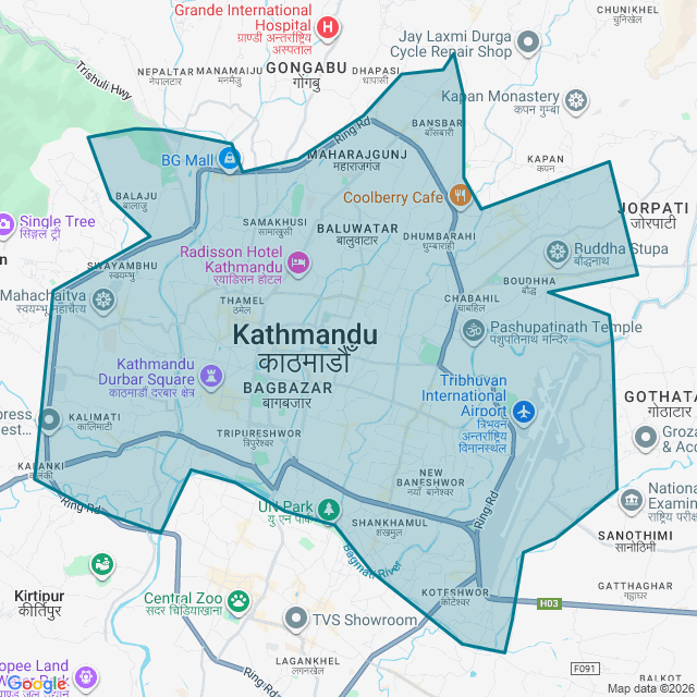 Map of Kathmandu