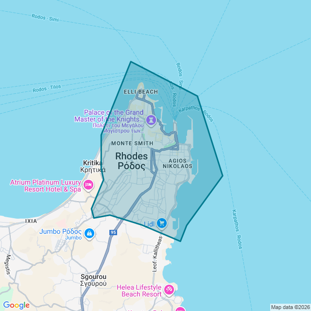Map of Rhodes Town