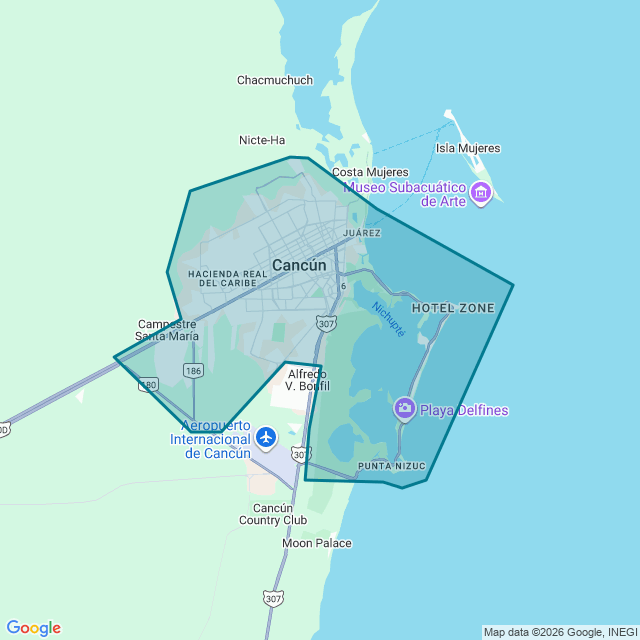 Map of Cancun