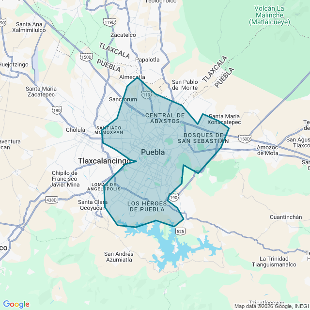 Map of Puebla