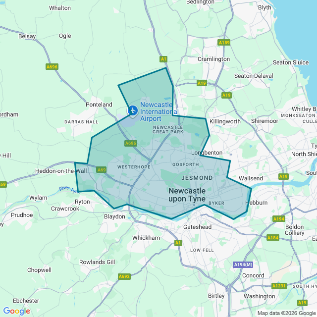 Map of Newcastle Upon Tyne