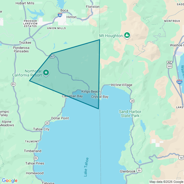 Map of North Lake Tahoe