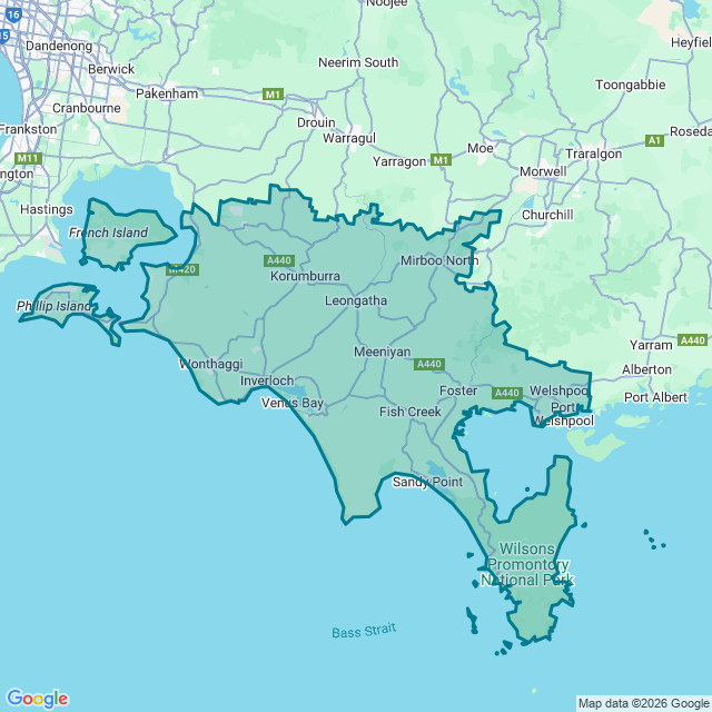 Map of Gippsland - South West