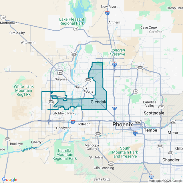 Map of Glendale