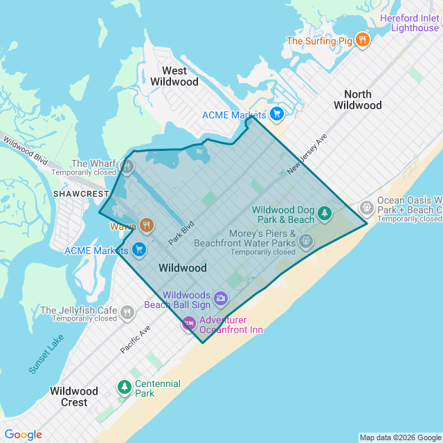 Map of Wildwood
