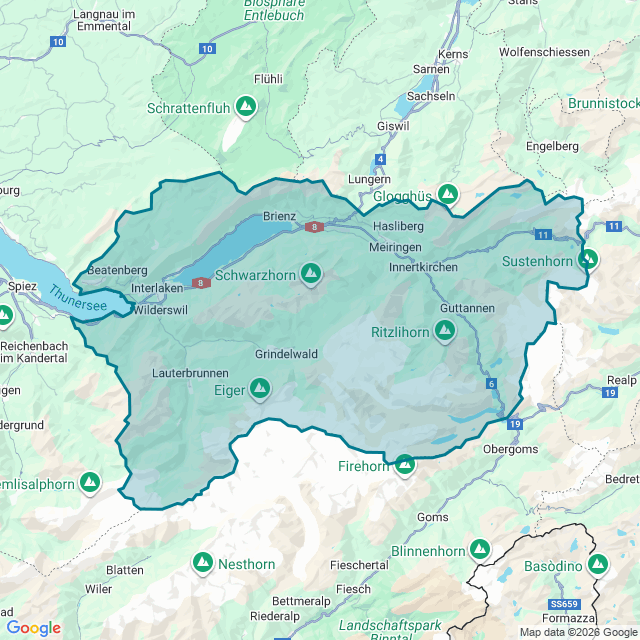 Map of Interlaken-Oberhasli