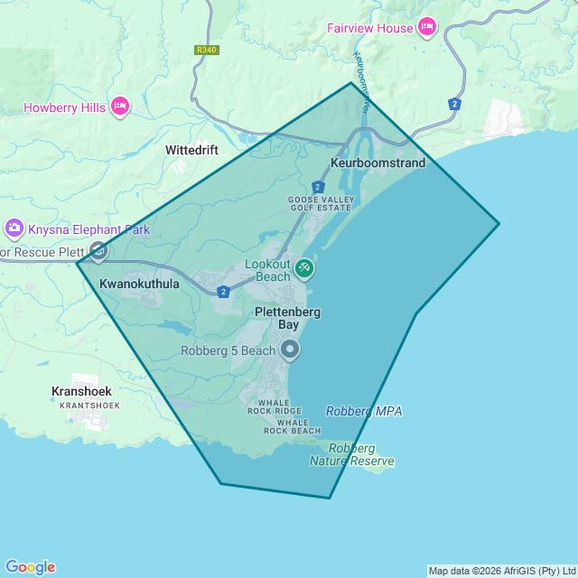 Map of Plettenberg Bay
