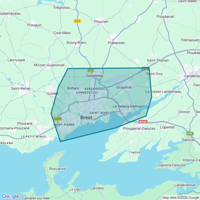 Map of Brest