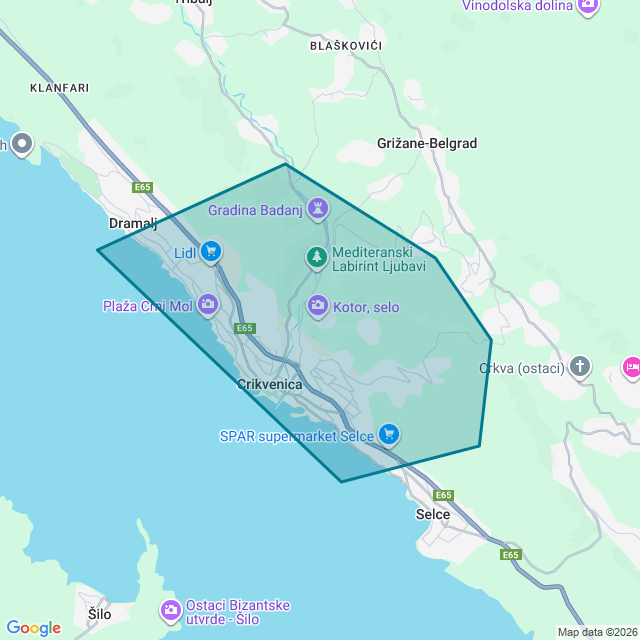 Map of Crikvenica
