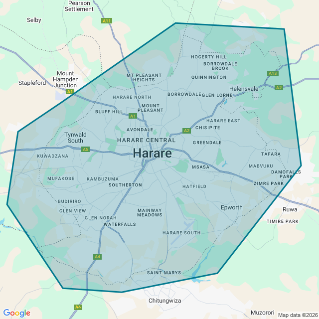 Map of Harare