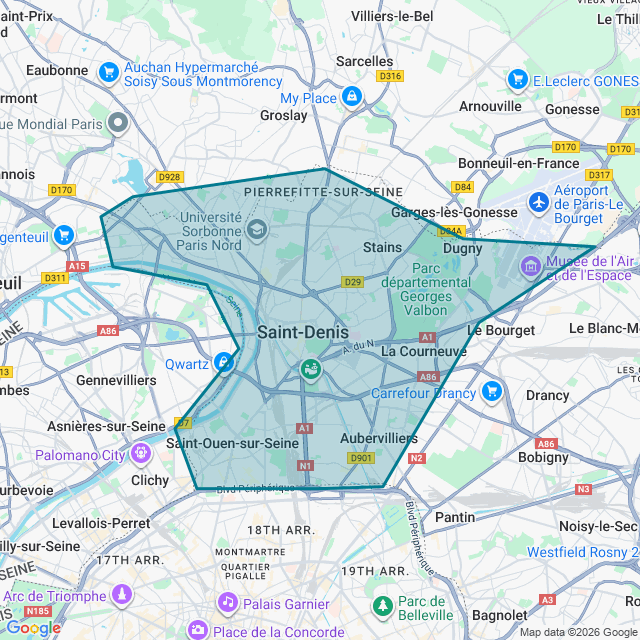 Map of Saint-Denis