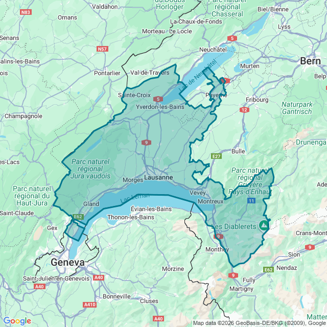 Map of Vaud
