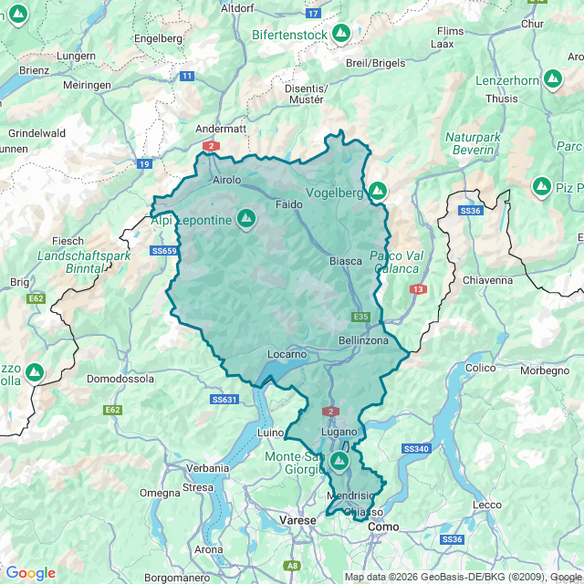 Map of Ticino