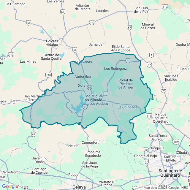 Map of San Miguel De Allende