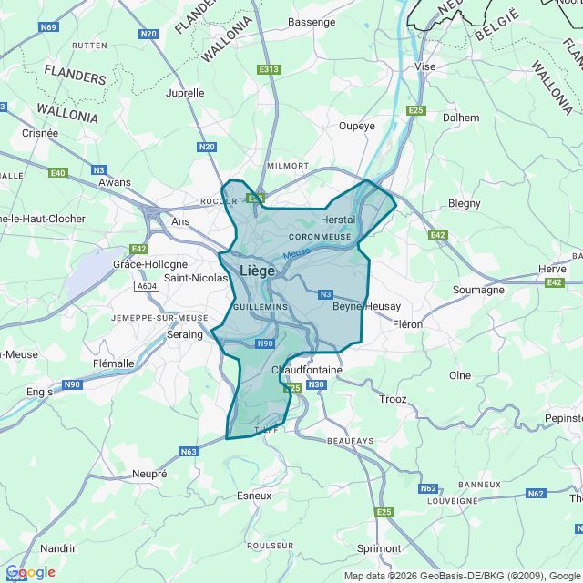 Map of Liege