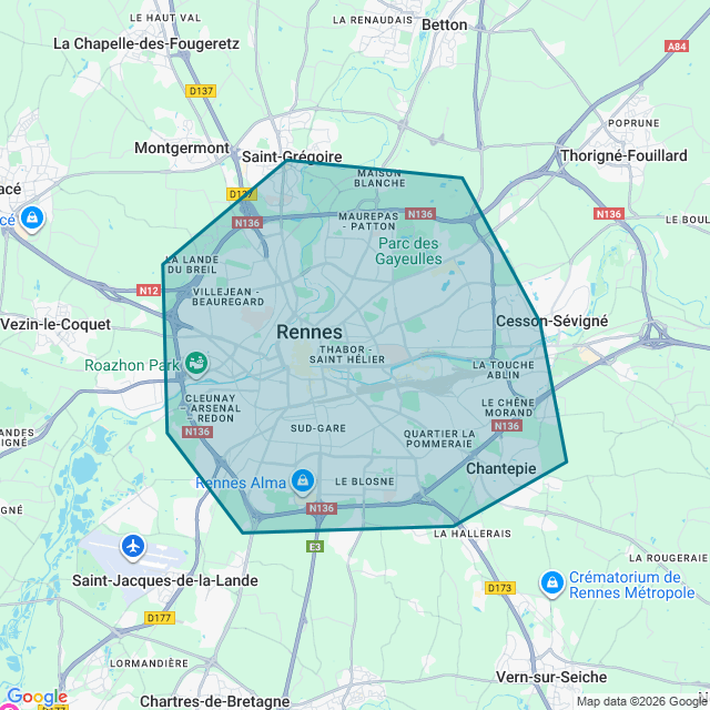 Map of Rennes